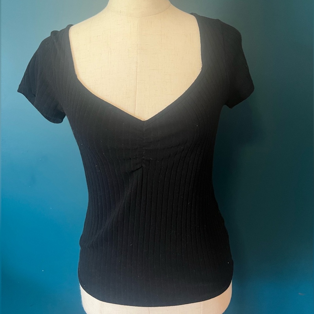 Madewell Seeetheart Neck Ribbed Tee - size small